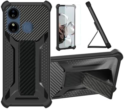 bojioderf for BLU G44+ Plus Case Compatible for Blu G44 Phone Case Stand Cover [with Tempered Glass Screen Protector] Hybrid Case [Folding Support Magnetic] [Frosted Anti-Fingerprint] Black