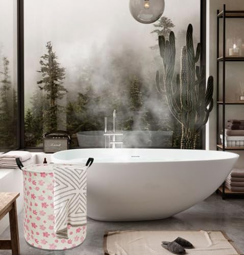 Acmuuni Pink Flower Laundry Hamper thumbnail 5