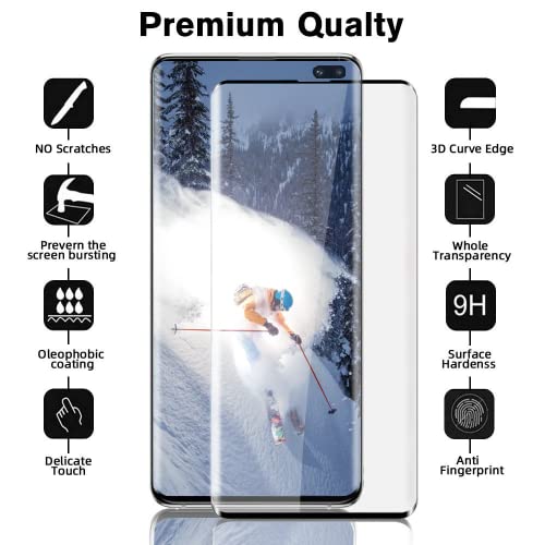 [2+2 Pack] Galaxy S10 Plus Screen Protector And Camera Lens Protector, Hd Clear Tempered Glass, Fingerprint Support,3D Full Coverage, Scratch Resistant, For Samsung Galaxy S10 Plus /S10+ (6.4 Inch) #TOP1