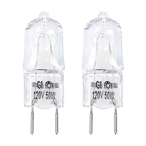 2pcs 6912A40002J Microwave Halogen Light Bulb Under Hood, 120V 50W G8 Oven Lamp Over Stove Compatible with LG LMV2031ST LMV2031BD 83543 Replacement Part for 2025028 AH3610037 EA3610037 PS3610037