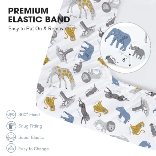 Image of Little Grape Land Crib Sheets 2 Pack, Fitted Crib Sheets 52 inchx28 inchx8 inch | For Standard Crib Mattress, Soft and Comfortable for Boys, Breathable & Easy Care