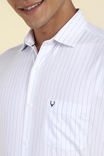 Image of Allen Solly Men's Striped Formal Shirt | Classic Fit | Crisp Tailored Look | Office, Business & Workwear