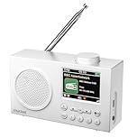 Mycket DAB Radio Portable, DAB Plus Digital Radios with Bluetooth, USB Rechargeable FM Radios, Battery Powered Small Radio,Dual Alarms Clock,Sleep Timer, 40 Presets Stations, 2.4" Large Colour Display