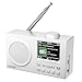 Mycket Radio portátil DAB/DAB+, radio digital FM con tecnología de receptor de señal 2025, radio FM recargable con Bluetooth 5.0, despertador dual, 40 preestablecidos, pantalla grande a color de 2,4