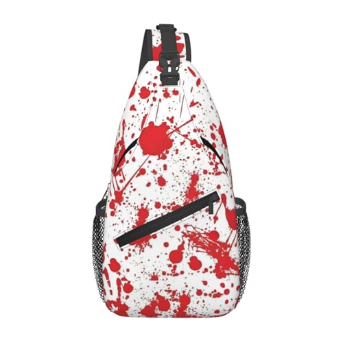 KAOEOSI Blood Splatter Halloween Crossbody Sling Bag for Women Men Chest Shoulder Backpack Cross Body Daypack for Travel Hiking Cycling