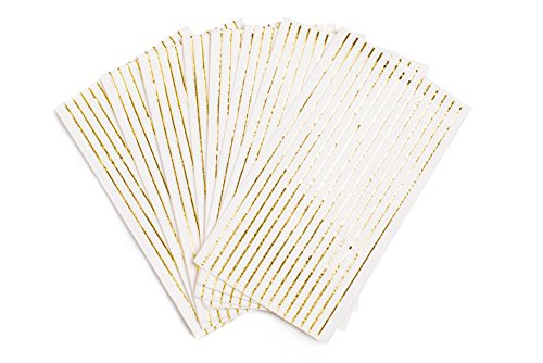 Sugar & Cloth Rectangle Paper Napkins, White with Gold Stripe, 32 Count