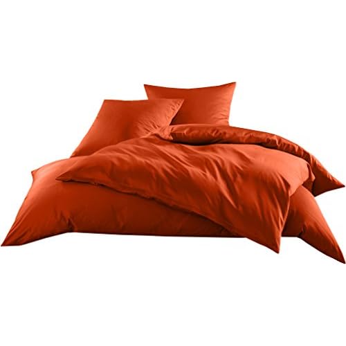 BEDSURE Bettwäsche 155x220 3teilig Bettbezug - Bettwäsche-Sets 155 x 220 Mikrofaser mit 2 Kissenbezüge 80x80 cm, ÖKO-TEX Bettwäsche Set Muster Grau Zweige für Einzelbett mit Reißverschluss 3 Mako-Satin Baumwollsatin Bettwäsche Uni einfarbig zum Kombinieren (Bettbezug 155 cm x 220 cm, Orange) viele Farben & Größen