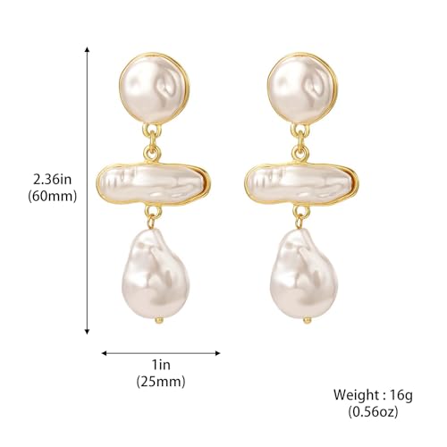 HETICA Baroque Pearl Earrings for Women - Large Teardrop Drop Statement Dangle Earring, Fashion Bridal Wedding Gift4