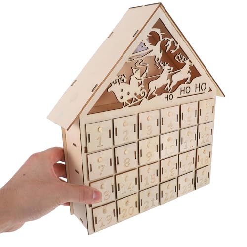 Calendrier de l'avant réutilisable Cabilock en bois noble avec lumière LED