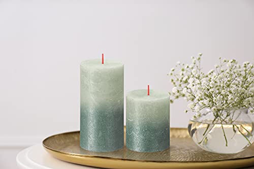 Bolsius 4 Pack Foggy Green/Oxid Blue Sunset Rustic Metallic Pillar Candles - 2.75 X 3.25 Inches - Natural Eco-Friendly Plant-Based Wax - Unscented Dripless Smokeless 35 Hour Quality European Candles #TOP6