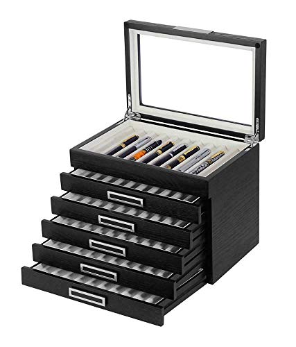 60 Pen Wood Display Case Holder Storage Collector Organizer Box 314060 (4 Less Co) #TOP3