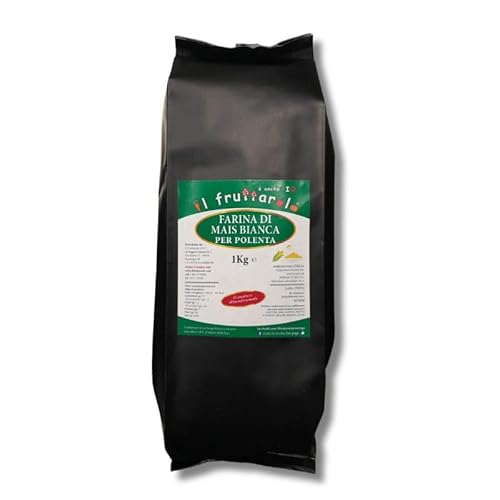 Il Fruttarolo farina per polenta di mais bianco, 1 kg, italiana, ideale anche per tortillas, gnocchi e panificazione