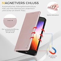 Kirnntca Handyhülle für iPhone SE 2022/2020 iPhone 8/7 Hülle, Kartenfach Premium PU Leder Klapphülle Schutzhülle, Standfunktion Tasche Flip Case für iPhone SE 2022/2020 iPhone 8/7 - Rosegold – Ansicht 3