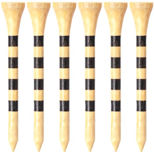Japard Striped Wooden Golf Tees with Colors, 2 3/4 Inch, 100 Count, Colorful Bamboo Durable, Gifts for Men Women Wood (Wood, 2 3/4-100Pcs)