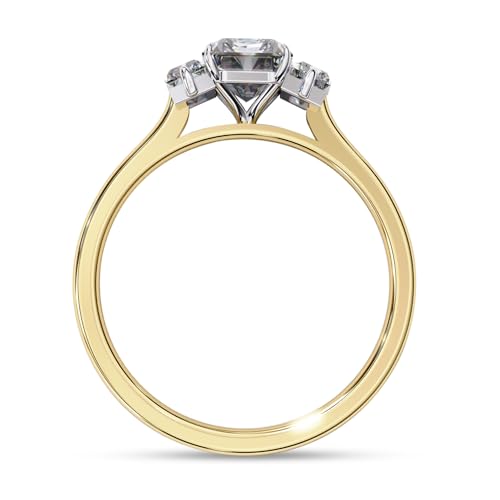 Three Stone Engagement Ring Foe Women, Center 7x5mm Emerald Cut Lab Created Moissanite Promise Rings in 10K / 14K Solid Gold or 925 Sterling Silver Jewelry Gift for Her4