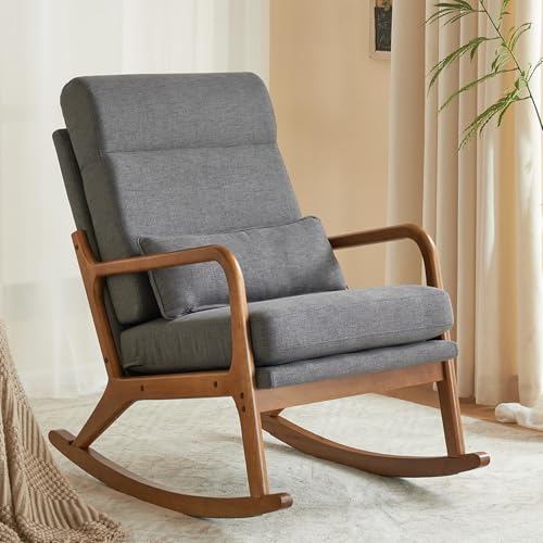 Karl home Nursery Rocking Chair Removable Glider Rocker High Backrest Rocking Armchair Mid-Century...