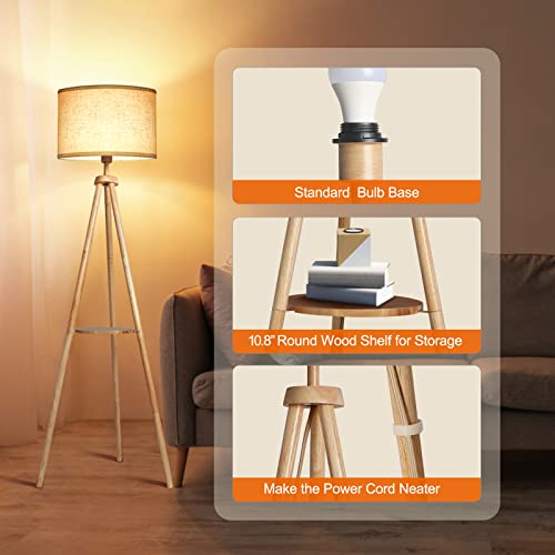 Lampadaire Trépied LED Dimmable avec Étagères OUTON
