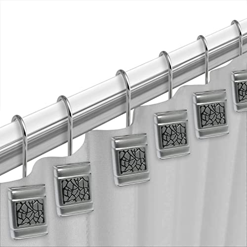 Zahari Home 13Pc Sinatra Bathroom Shower Curtain Set Classic Shower Curtain & 12 Shower Curtain Hooks Luxury Fabric Shower Curtain Unique Design Bling Silver Shower Curtain Set #TOP4