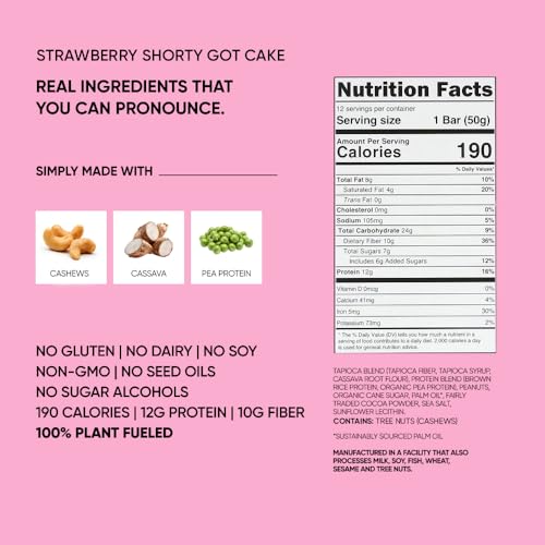 Image of TRUBAR Vegan Protein Bars, Feelin' Fruity Variety Pack, PB & Jelly, Strawberry Shortcake & Chocolate Coconut, Gluten Free, Plant Based, High Fiber, Dairy Free, On the Go Healthy Snacks, 12 Count