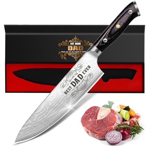 Funistree Chef Knife Gifts for Dad Daddy from Daughter Son, Dad Birthday Gifts, High Carbon German Stainless Steel EN1.4116 Kitchen Knife, Cooking Presents for Father Step Dad