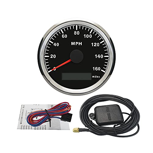 Image of ELING Warranted 160 MPH Car Motorcycle GPS Speedometer Odometer Gauge for Auto Motorbike Tractor Truck with Backlight 3 3 /8 inch 12VDC 24 Volt