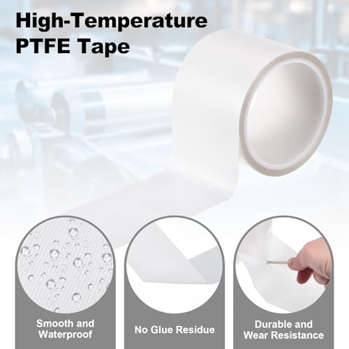Image of PATIKIL Heat Resistant Tape, 2.8 Inch x 33 Feet High Temperature Tape PTFE Adhesive High Heat Tape Waterproof for Vacuum Sealer Machine Insulation Protection, White, 0.18mm Thick
