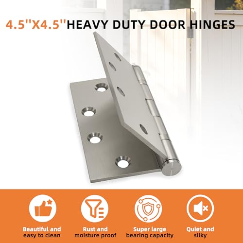 6-Pack 4.5 inch X 4.5 inch Heavy Duty Commercial Door Hinge Thickened — view 5