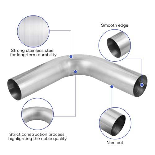 YRAG-PART 3 Inches Exhaust Bend Pipe, 45 Degree Mandrel Bend Elbow Pipe Diy Custom Mandrel Exhaust Tubing, Stainless Steel Exhaust Pipe Universal Fit (3"OD 45° 2PCS) by YRAG-PART - Used condition - Image 3