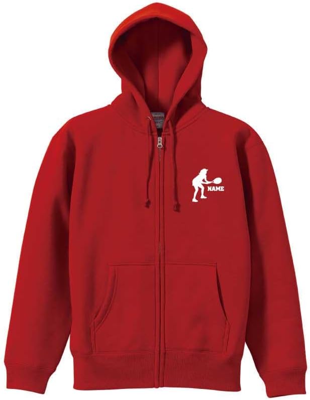 裏起毛ジップアップパーカー 女子テニスプレーヤー シルエット＆名入れ スウェット 部屋着 普段着 おしゃれ