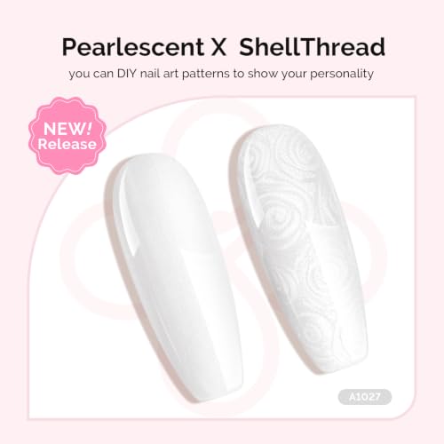 Image of MelodySusie White Pearl Gel Nail Polish,0.5fl oz Soak Off UV LED Drawing Shimmer Gel Polish Soak Off Swirl Shell Thread Effect Gifts for Women Nail Art Manicure Salon DIY Nail Design-A1027