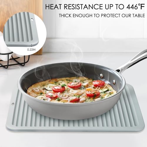 Image of 2 Pcs Gray Silicone Trivets 16 inchx12 inch Heat Resistant Trivets for Hot Pots and Pans Nonslip and Heat Resistant Hot Pads Silicone Square Trivet Mat Heat Resistant Mats for Countertop