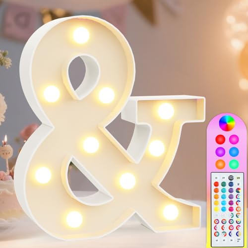 Image of Pooqla Colorful Light Up Letters with Remote, Upgraded 35 Colors LED Marquee Letters, RGB Lighted Letter for Girls Teenager Gift, Birthday, Party, Wedding, Night Light, Room, Bedroom Decor, Letter &