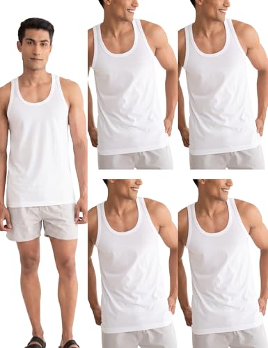 Image of DAMENSCH Neo-Cotton, Anti-Bacterial, Round Neck, Shape Retaining Vest, 100% Cotton Banyan for Men, Buttery Soft Inner Baniyan