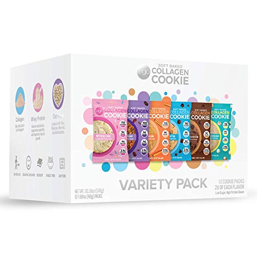 321glo Collagen Protein Cookies, Soft-Baked Cookies, Low Carb and Keto Friendly Treats for Women, Men, and Kids (12-PACK, Variety Pack)