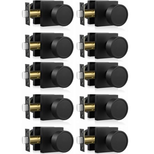 Haidms Black Passage Door Knobs Interior Heavy Duty Zinc-Alloy (10 Pack)