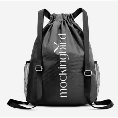 MockingBird Extra Large Drawstring Backpack Black |Gym Bag with Wet & Dry Compartment| Basketball Bag Sackpack for Men Women |Sports Bag Backpack for Swim Soccer Accessories Essentials2