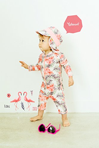 Yobaaf Baby Swimsuit/Long Sleeve Rash Guard Upf 50+ (6-12M, Flamingo) #TOP1