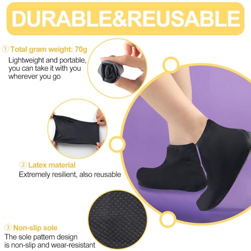 Hopton Schuhüberzieher Wasserdicht 3 Paare, Regenschutz Schuhe Wiederverwendbare, Latex Schuhüberzieher Rutschfesten, Regenüberzieher Schuhe für Outdoor-Aktivitäten, Wandern, Regen, Schnee, Feldwege