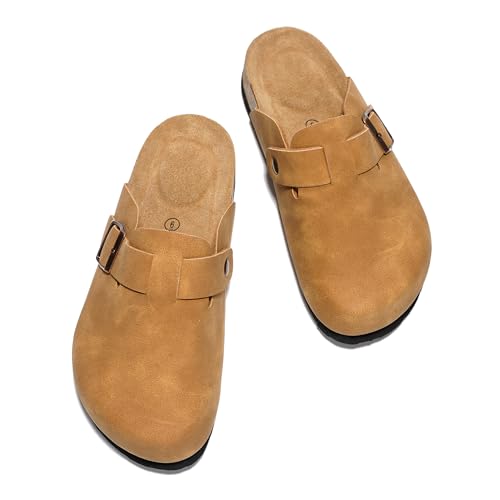 Image of Project Cloud 100% Genuine Leather Footbed Clogs for Women - Memory Foam Arch Support Slippers for Women - Trendy Slip-ons Women's Mules & Clogs Sandals