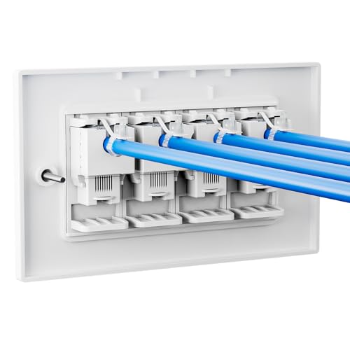 iwillink 4 Port RJ45 Socket Faceplate Wall Plate, Cat6 Single Port Ethernet Cable Networking Socket Box with Keystone Jack, Compatible with Cat5/Cat5e/Cat6 Cables - Image 3