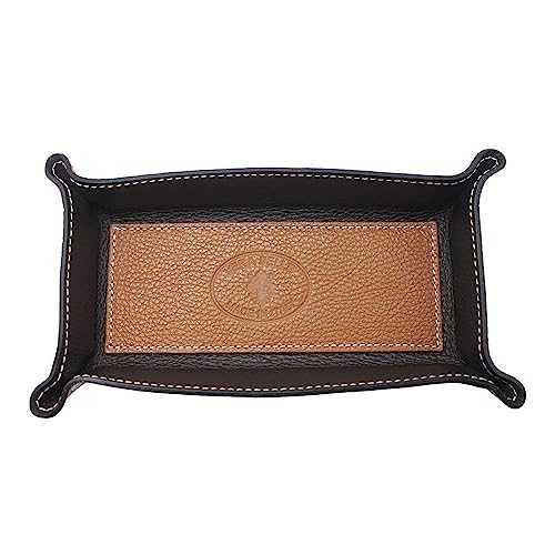 FrasiBags Vaciabolsillos de Piel Made in Italy, Bandeja de Valet Porta Objetos de Piel Rectangular (Cuero)