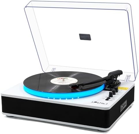 LP&No.1 Record Player with Built-in Stereo Speakers, LED Control,...