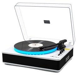 LP&No.1 Record Player with Built-in Stereo Speakers, LED Control, 3-Speed Belt-Drive Vinyl Turntable with USB Playback & Recording, Wireless BT Input & Output, Auto Stop, Pitch Control | White Pearl - Les Beatles, Paul McCartney, John Lennon, RIngo Starr, George Harrison