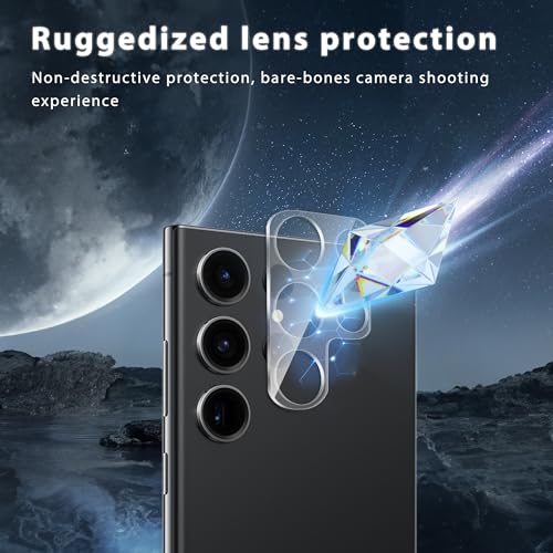 2+2 Stück Für Samsung Galaxy S23 Ultra 5G Panzer Schutz Glas Folie Schutzfolie Glas+ Kamera Schutzfolie, Fingerabdruck-ID Unterstützen, 9H Härte, HD Clear Displayschutz Schutzfolie Glas