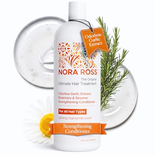 Nora Ross Garlic Extract Strengthening Conditioner for Men & Women – Lightweight, Scalp-to-Ends Moisture Balance with Sesame Oil & Panthenol – Stronger, More Manageable Hair Without Heaviness – 32oz