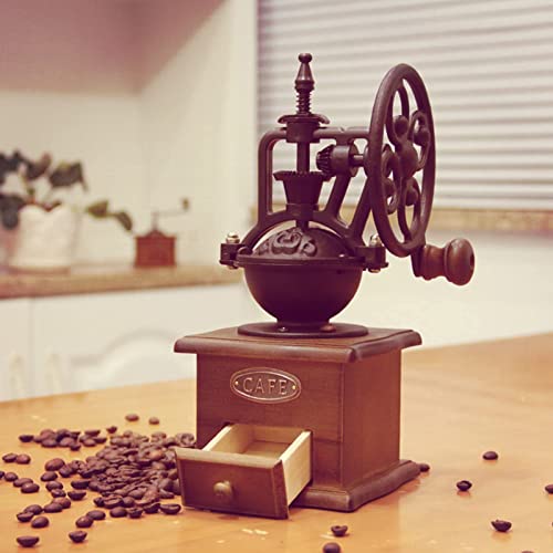 SXLCKJ Retro-Kaffeemühle, Riesenrad-Handmühle, Kaffeebohnenmühle, Massivholzmaterial, Keramik (Crusher) – Bild 8