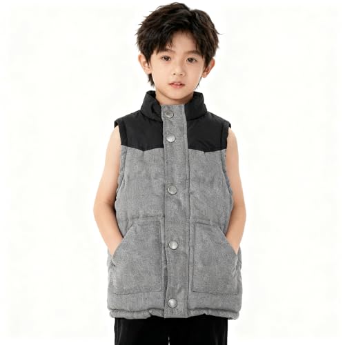 Image of Bienzoe Boys Puffer Sleeveless Vest: Button Up Toddler Winter Warm Quilted Lightweight Casual Outdoor Coat