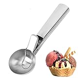 ZKIRON Old-school Heavy Duty Ice Cream Scoop - Stainless Steel, Dishwasher Safe, Trigger Release; Cookie Dough Scoops for Food, Perfect for Baking, Fruit, Frozen Yogurt, Muffin (Medium, Silver)