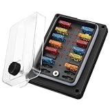 100A 10 Way Fuse Block, 12V Fuse Box Holder 10 Independent Circuits - Access to Groups of High and Low Voltages, 12 Volt Fuse Blade Panel with Led Indicator Waterproof Cover for Car Truck Boat Marine