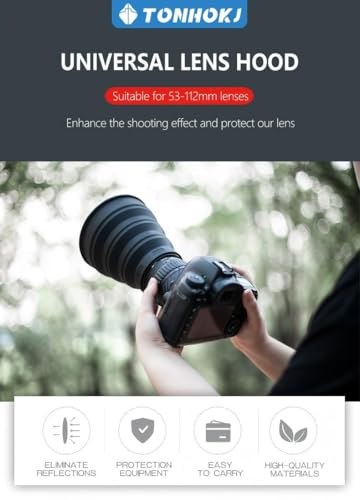 Capuchón universal para lente de silicona, antirreflejo y plegable para fotografía por ventanas, compatible con cámaras DSLR y sin espejo, tamaño S (53-72 mm), negro miniatura 4